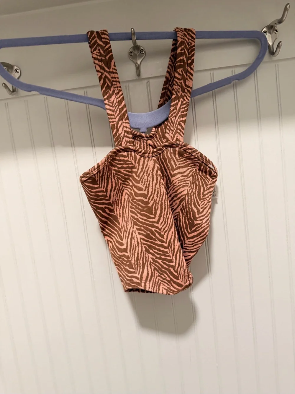 Free People Pink and Brown Zebra Print Cropped Tank